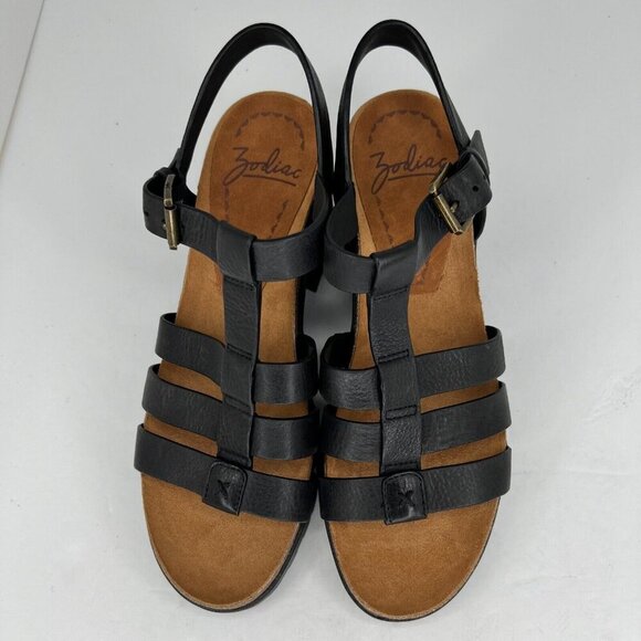 Zodiac Womens Leena Black Slip On Strappy Buckle Size 8 Block Heel Sandals - Picture 4 of 9